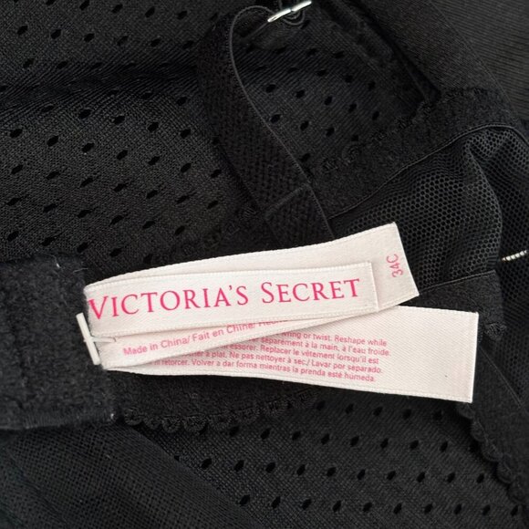 Victorias Secret Apron Lingerie 34C Black Sheer Mesh Lace Bustier French Maid - Picture 7 of 9